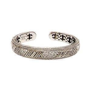 Judith Ripka Sterling Silver CZ Diamonique Hinged Cuff Bracelet (B) #12820